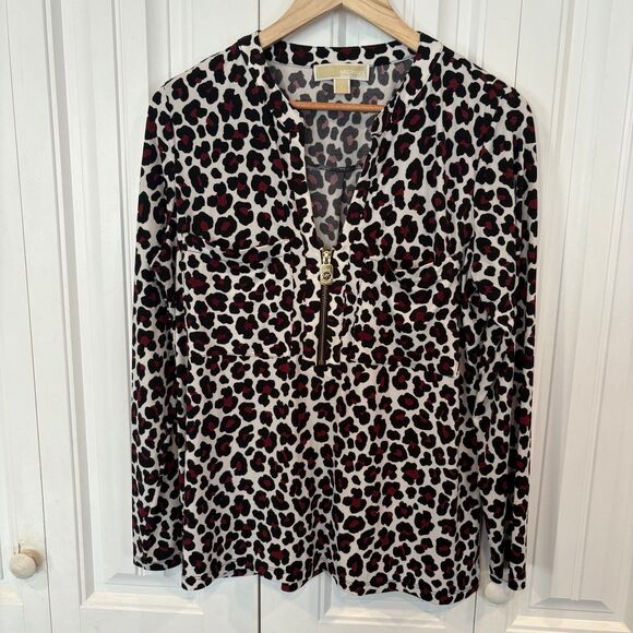 MICHAEL Michael Kors Purple Cheetah Print Blouse Large - Picture 1 of 6